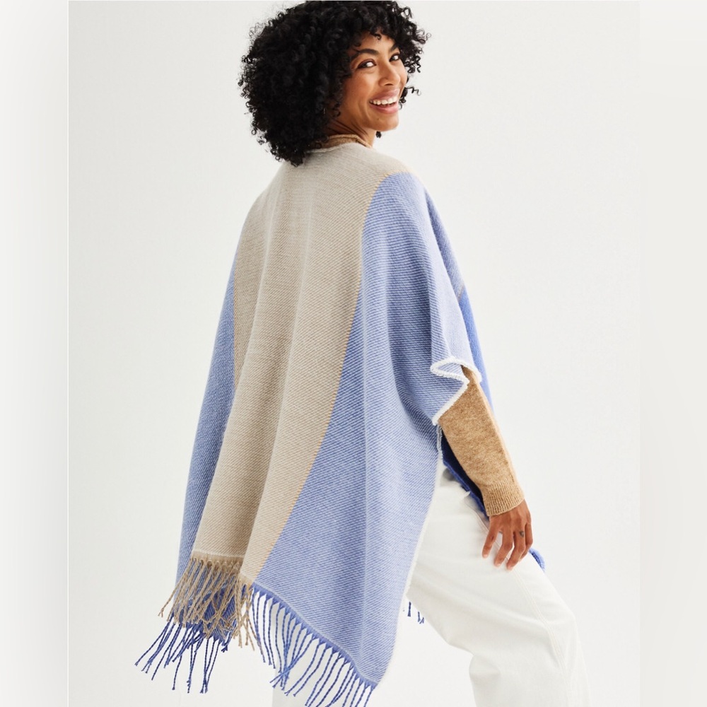 New Colorblock Fringe Ruana- Various NWT - Picture 2 of 4